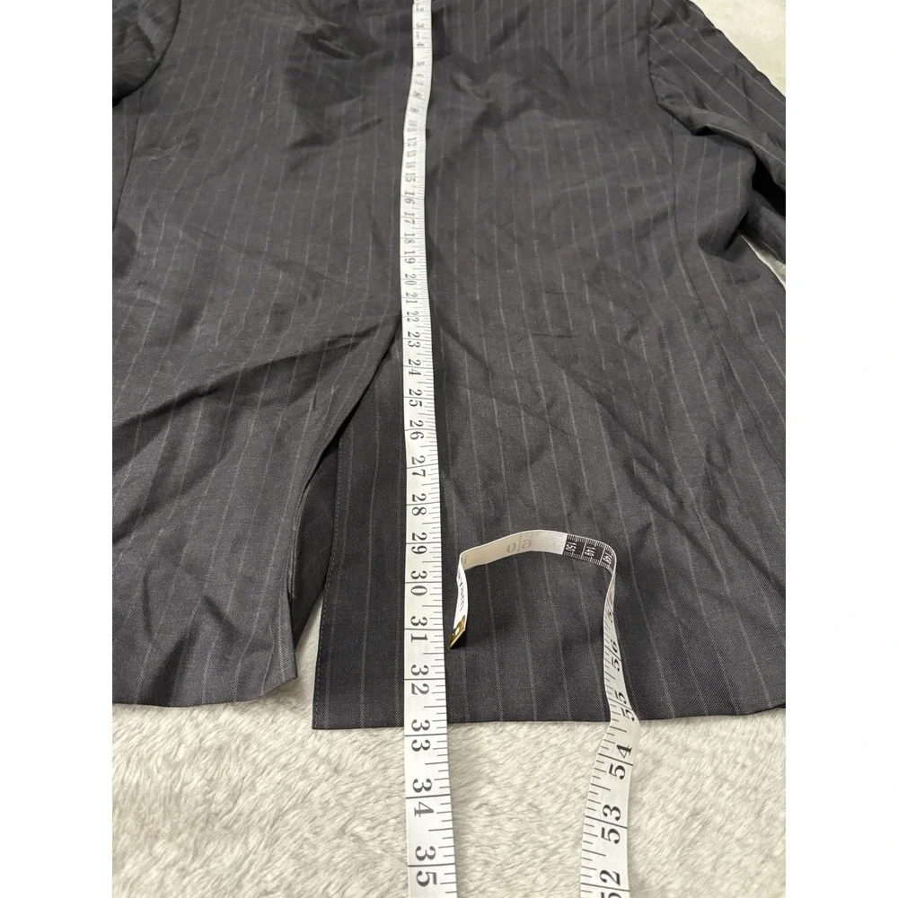 Lauren Ralph Lauren Men's Black Striped Wool Blazer Jacket Size 46L‎ 2 Button